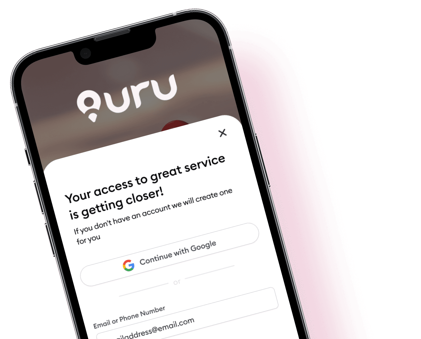 Uru sign up screen